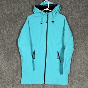 Ilse Jacobsen Coat Womens 6 Blue Raincoat Hooded Softshell Water Repellent